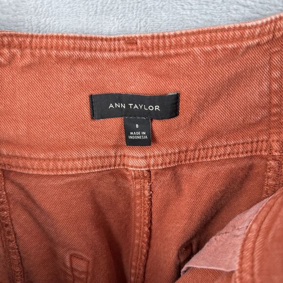 Ann Taylor Straight Leg Jeans High Rise Womens Size 8 Pintuck High Waist Orange - Picture 6 of 12